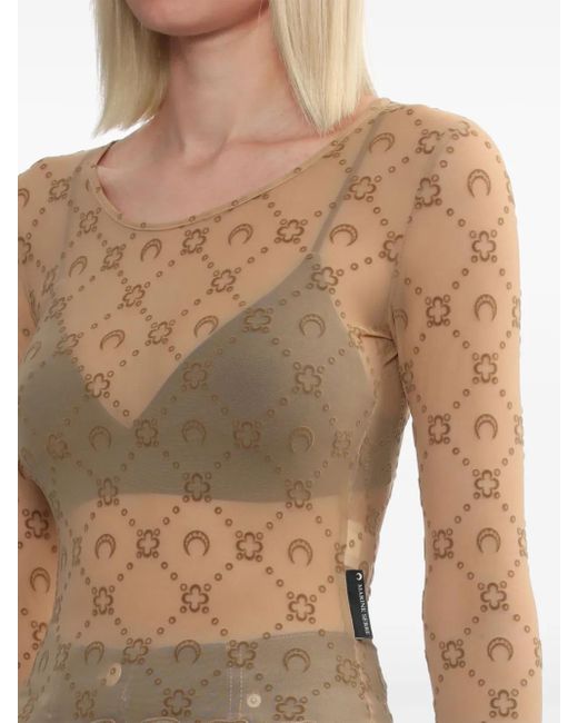 MARINE SERRE Natural Recycled Mesh Flock Second Skin Cropped Top
