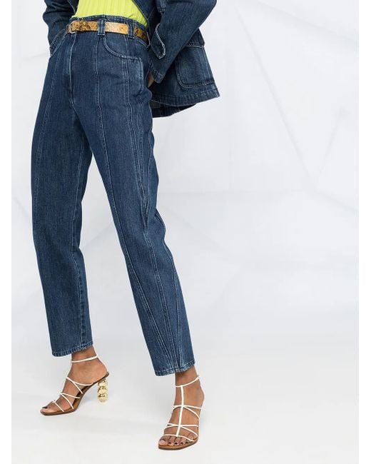 Alberta Ferretti Blue High-Rise Straight Jeans