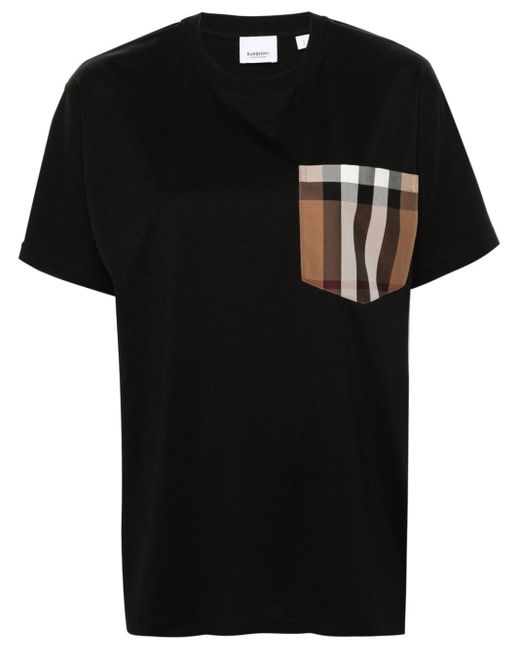 T-shirt en coton à poche poitrine Burberry en coloris Black