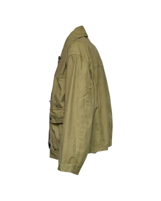 Fay Green Hook-Fastening Pockets Bomber Jacket