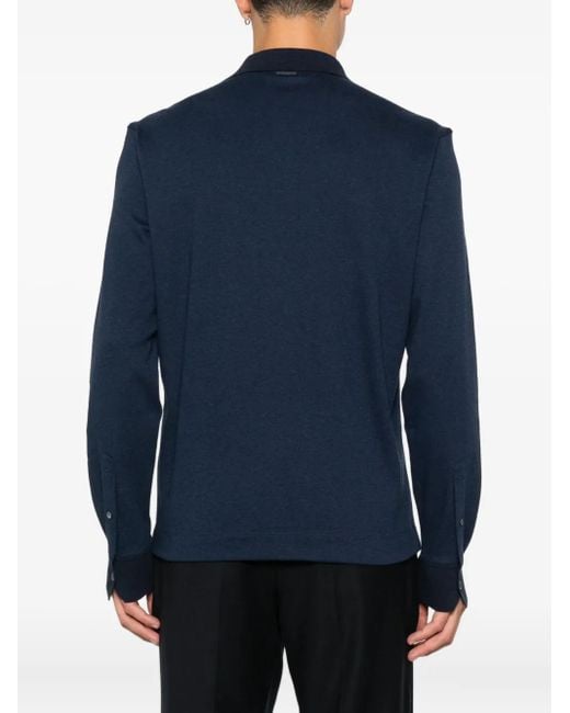 Zegna Langärmeliges Poloshirt in Blue für Herren
