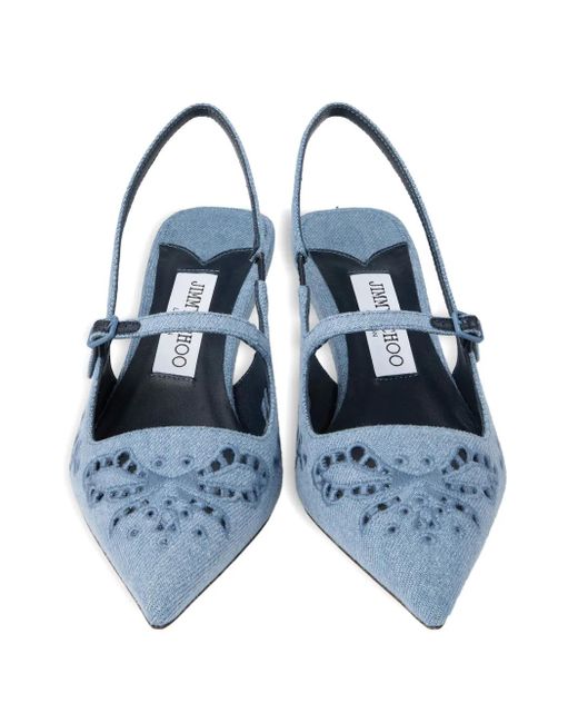 Jimmy Choo Blue Didi Slingback-Pumps mit Stickerei