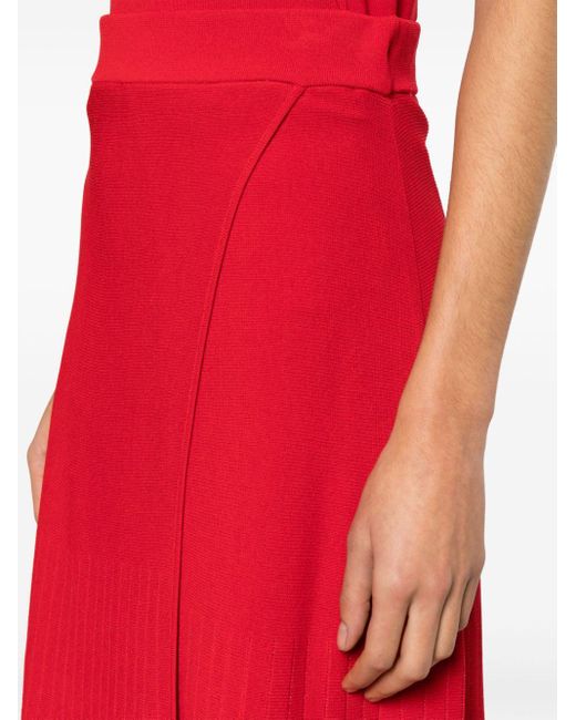 Claudie Pierlot Red Metallic Knitted Maxi Skirt