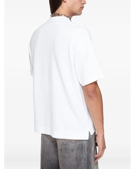 Acne White Logo-Embroidered T-Shirt