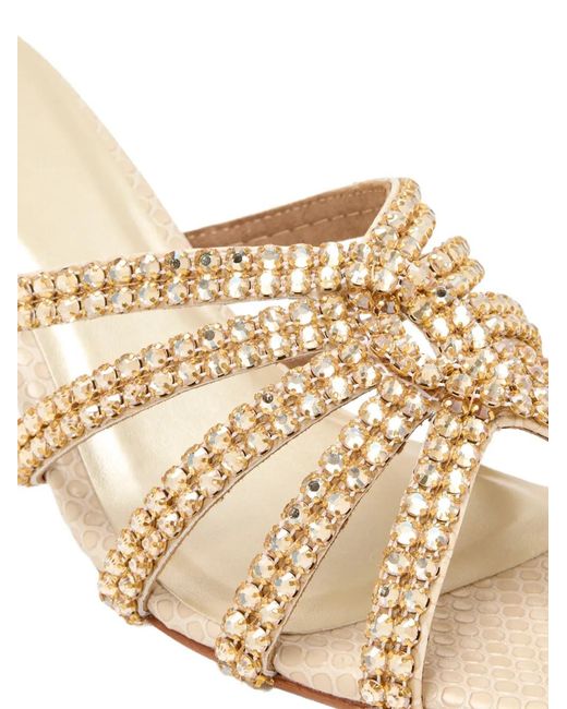 Nicoli Natural Embellished Strappy Mules