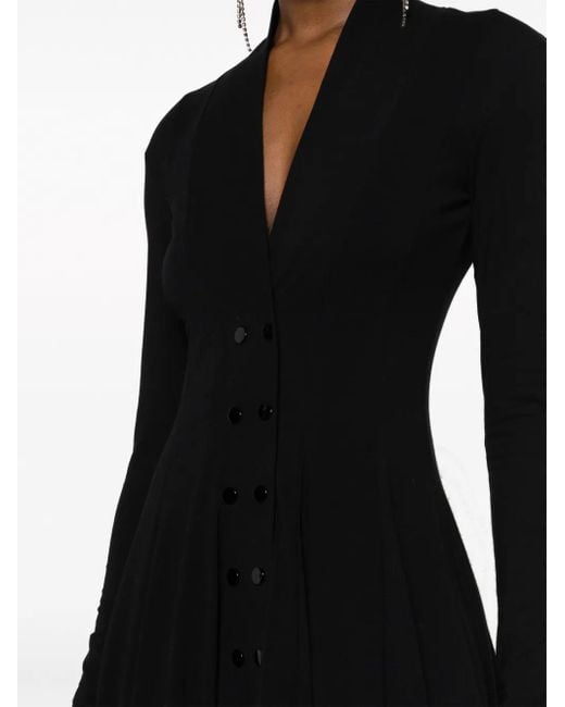 Philosophy Di Lorenzo Serafini Black V-Neck Double-Breasted Midi Dress