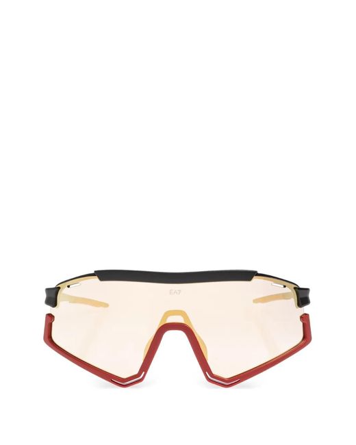 EA7 Pink Shield-Frame Logo-Detail Sunglasses
