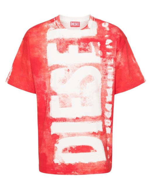 T-shirt con stampa di DIESEL in Red da Uomo