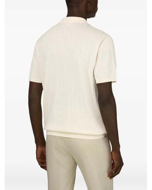 T-Shirt À Col Ouvert Nervuré Boggi pour homme en coloris White