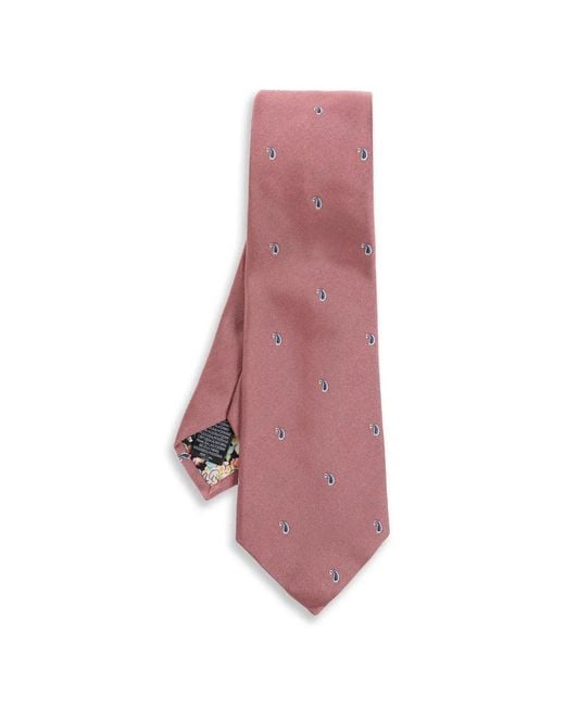 Paul Smith Pink Paisley-Embroidered Tie for men