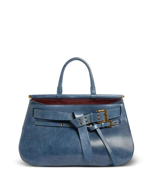 Antonio Marras Blue Medium Tanit Buckled-Strap Tote Bag