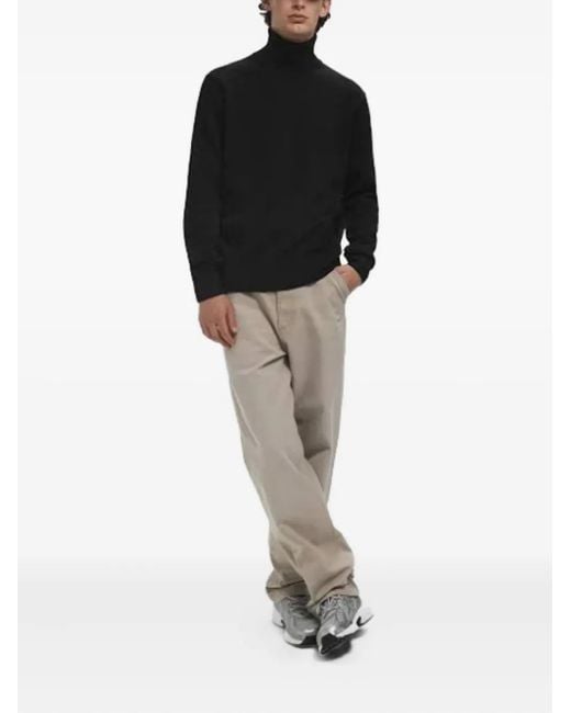 AMI Black Ami De Coeur-Embroidered Turtleneck Sweater for men