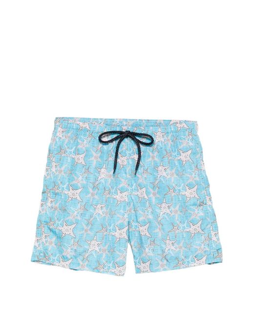 Drumohr Blue Starfish-Print Swim Shorts for men