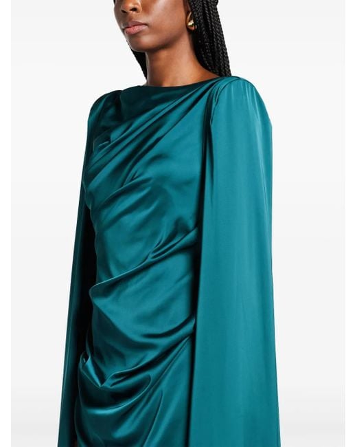 Talbot Runhof Blue Draped Cape Dress