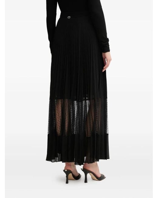 Twinset Black Pleated Maxi Skirt