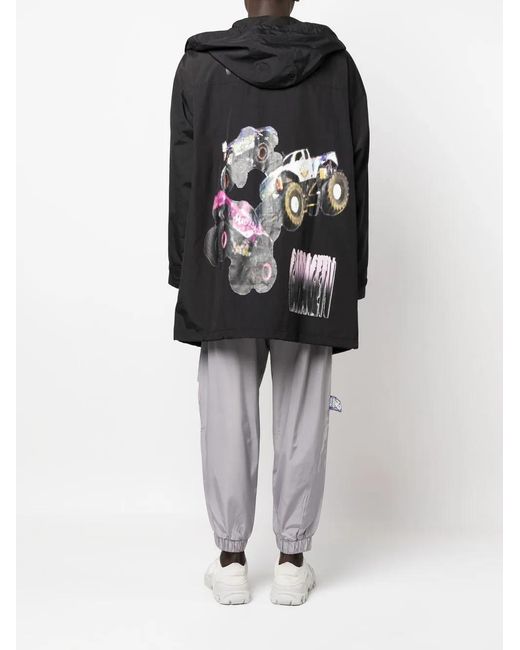 Garbage TV Black Graphic-Print Raincoat for men