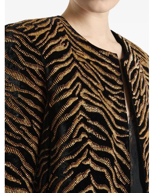 Balmain Black Velvet Jacket With Tiger Embroidery