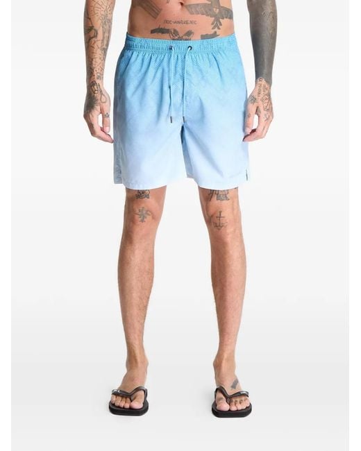 Daily Paper Blue Ombre Shield Swim Shorts for men