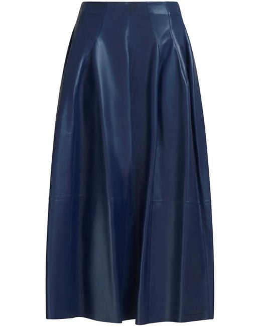 Marni Blue High-Waisted Midi Skirt