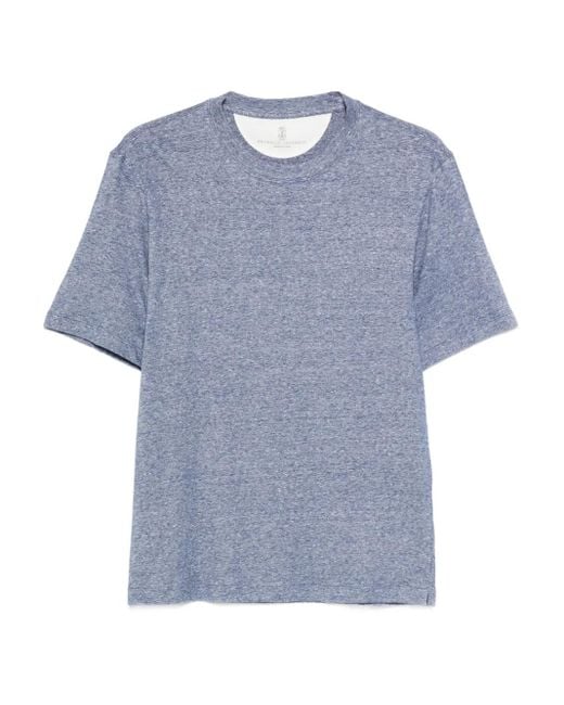 Brunello Cucinelli Blue Short-Sleeve Cotton T-Shirt for men