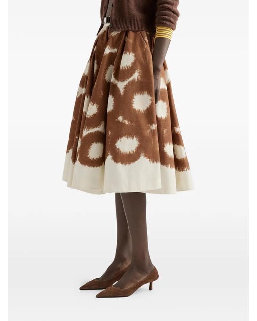 Prada Canvas Rok Met Print in het Brown