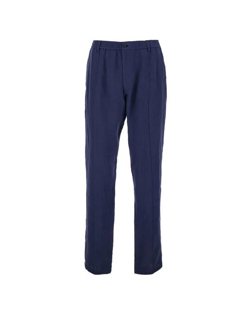 Emporio Armani Blue Linen Trousers for men