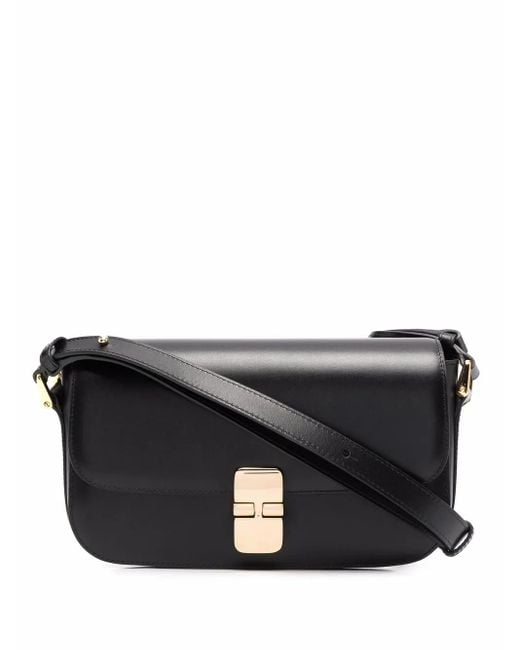 A.P.C. Black 'Sac Grace Baguette' Shoulder Bag With Buckle Fastening