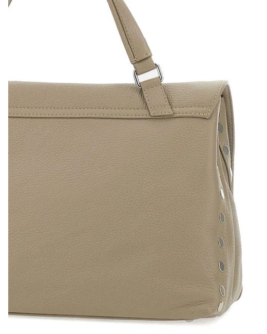 Borsa Tote Postina Piccola Con Borchie di Zanellato in Natural
