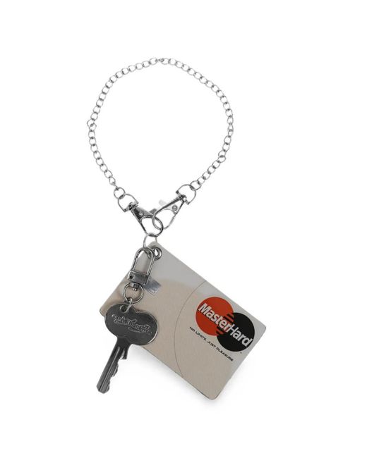 Carne Bollente White Charm-Detail Chain Keyring