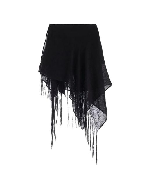 Yohji Yamamoto Black Layered Fringe Mini Skirt