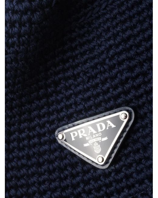Prada Blue Crochet Bucket Hat for men