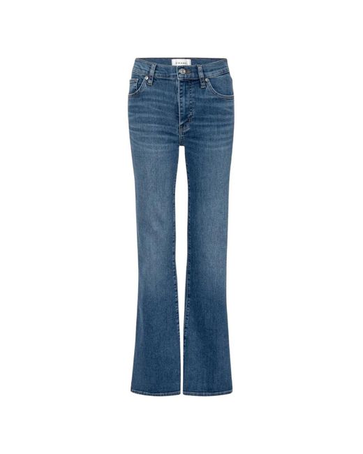 FRAME Blue Faded-Effect Flared-Leg Jeans
