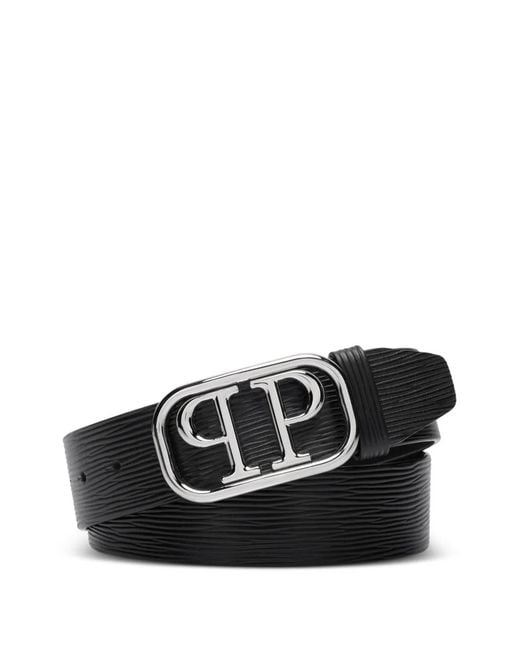 Philipp Plein Black Logo-Buckle Belt for men