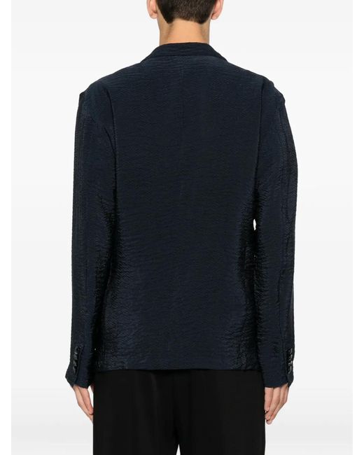 Giorgio Armani Blue Textured Single-Breasted Blazer for men