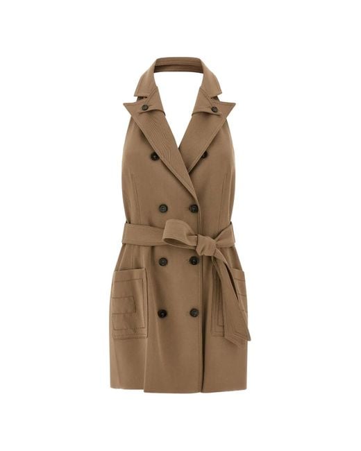 Elisabetta Franchi Natural Double-Breasted Belted Mini Dress