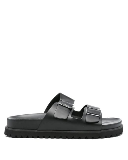 Gant Black Double-Buckle Leather Slides for men