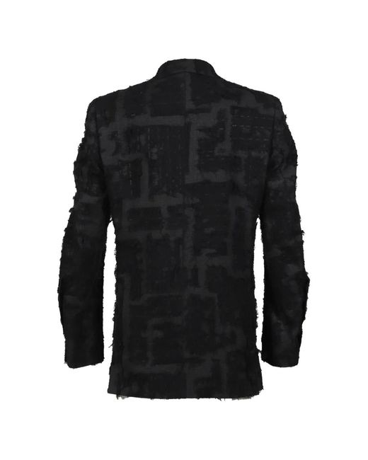 Minus Black Distressed Checked Tailored Blazer for men