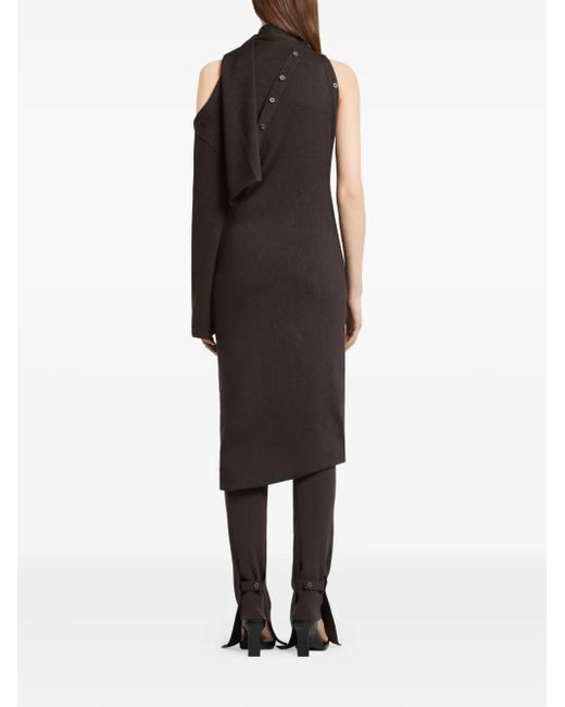 Courreges Brown Draped Wool Midi Dress