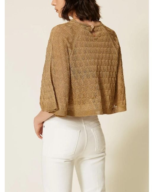 Twinset Brown Dual-Use Cropped Jumper