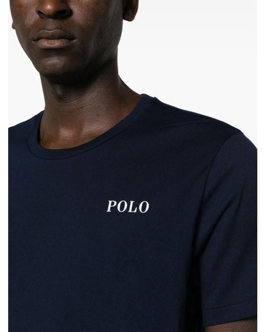 Polo Ralph Lauren Blue Logo-Print Cotton T-Shirt for men