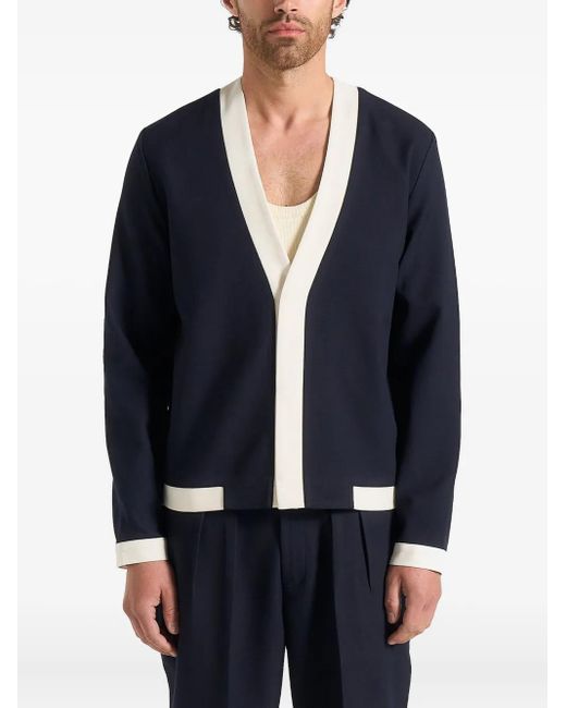 Manière De Voir Blue Clovis Tailored Contrast-Placket Cardigan for men