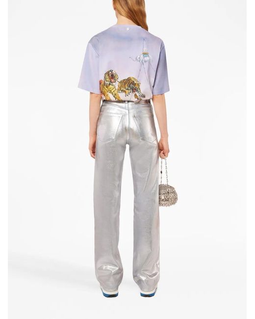 Rabanne Gray Metallic-Finish Straight-Leg Jeans