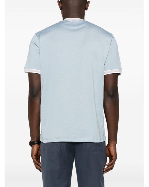 Eleventy Blue Contrast-border Cotton T-shirt for men