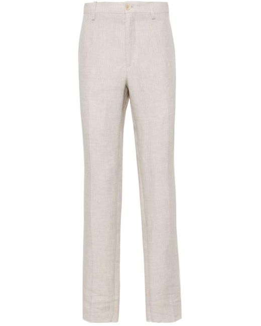 Etro Gray Tapered Linen Trousers for men
