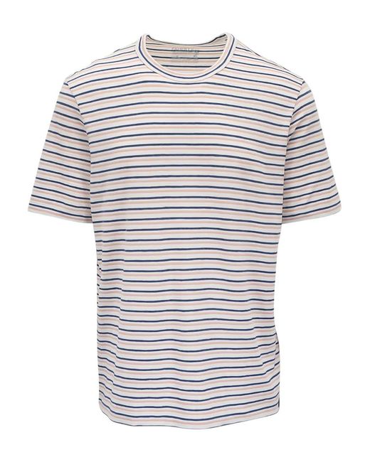 Faherty Men's White Striped T-Shirt