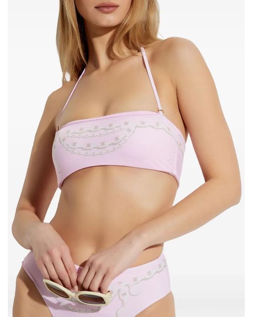 Versace Pink Graphic-Print Bikini Top