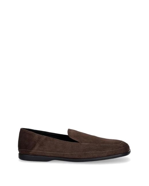 Vagabond White Sammie Square-Toe Suede Loafers