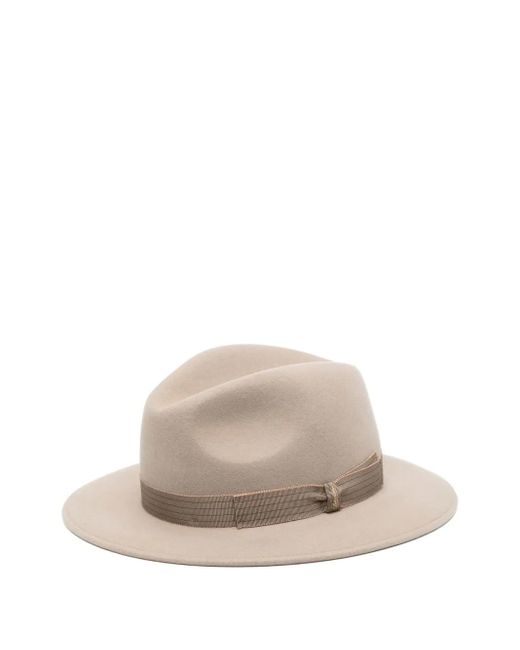Borsalino White Felted Fedora Hat for men