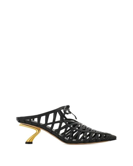 Ferragamo White S-Shaped Heeled Mules