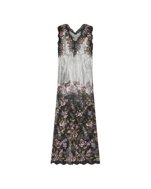 Rabanne White Floral-Embroidered Chainmail Maxi Dress